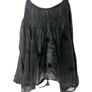 Boho Embroidered Sheer Linen Tank